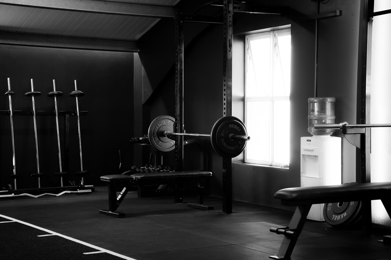 Barbell rack and bench
