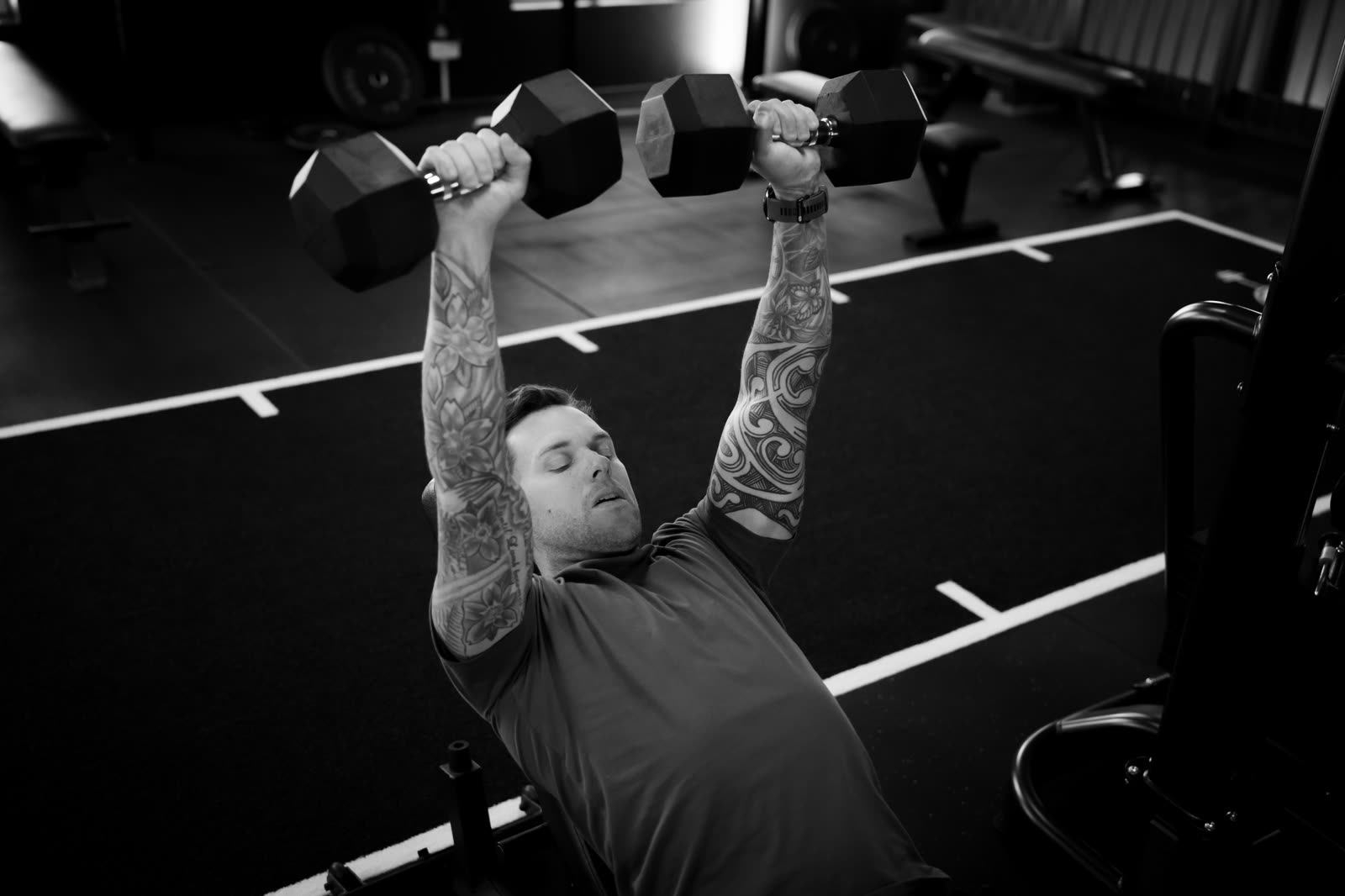 Dumbbell press at Origin Fitness Studio