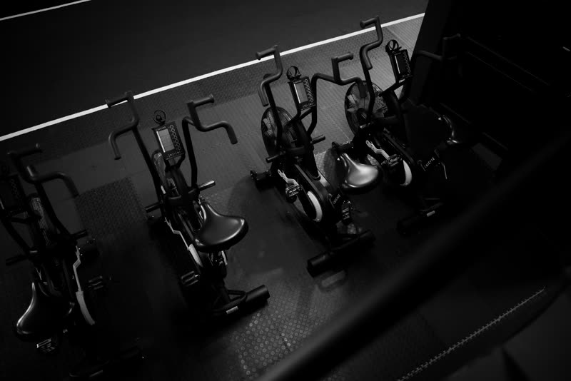 Row of spin bikes
